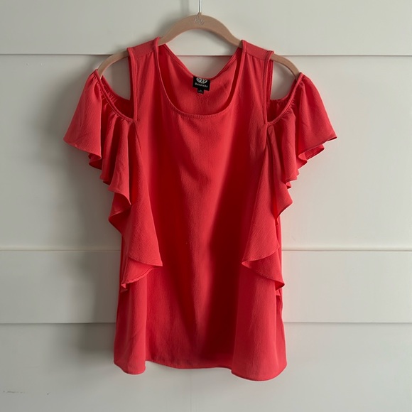 Bobeau Cold Shoulder Ruffle Sleeve Top - Picture 2 of 6
